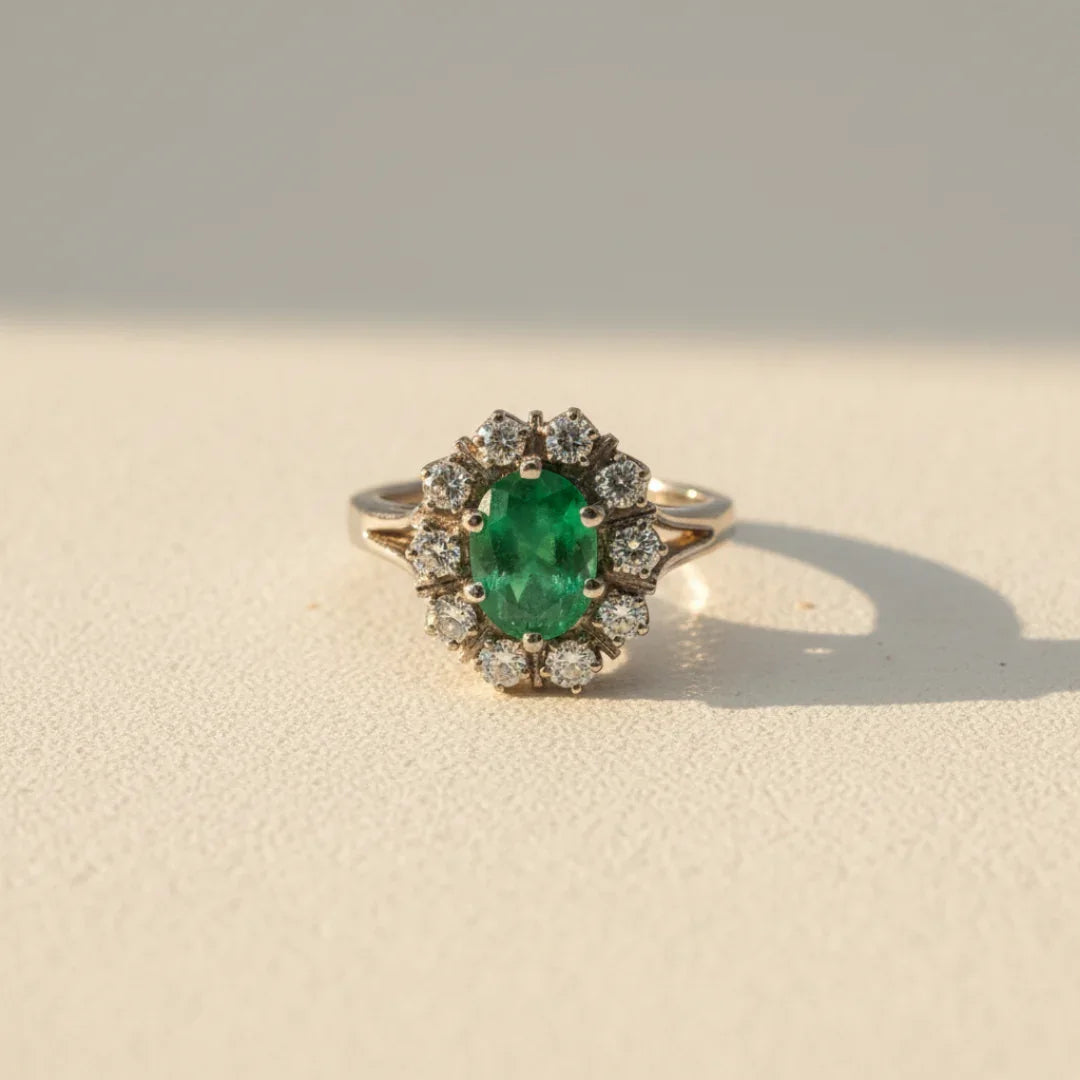 vintage ring met edelsteen goud saffier robijn smaragd madamas