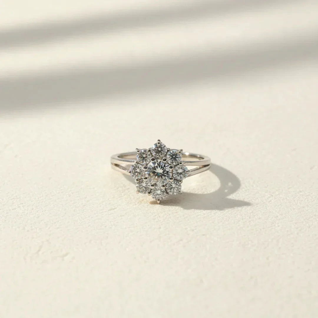 vintage verlovingsring goud diamant unieke ring madamas