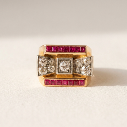 Alien| Bague entourage vintage en émeraude