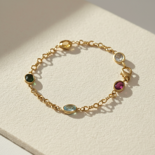 Georgette | Vintage Armband met kleurstenen