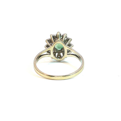Alien| Bague entourage vintage en émeraude
