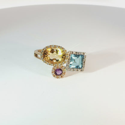 Magda | Vintage Halo Three Stone ring