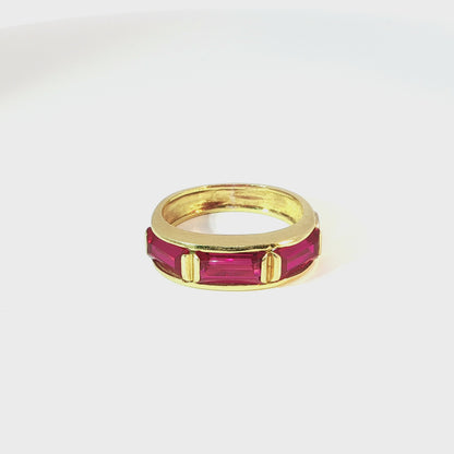 Jade | Vintage Baguette ring met Robijn